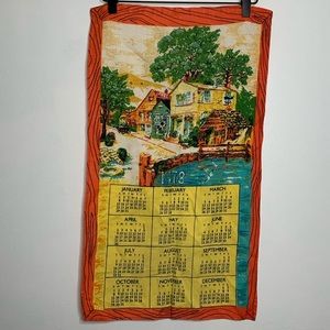 Vintage 1978 Linen Calendar Kitchen Tea Towel